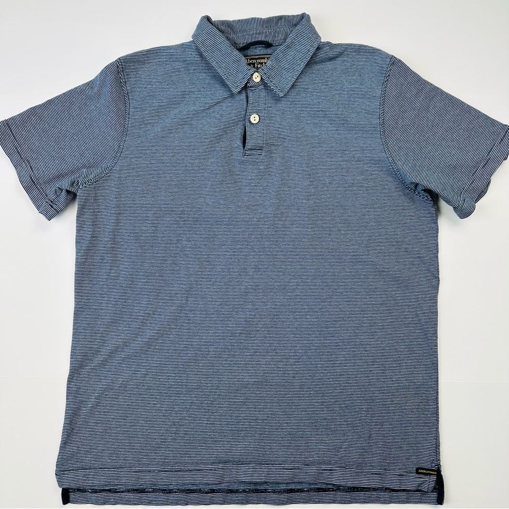 Abercrombie & Fitch Men’s Polo Shirt SZ XL Blue Striped Short Sleeve Cotton